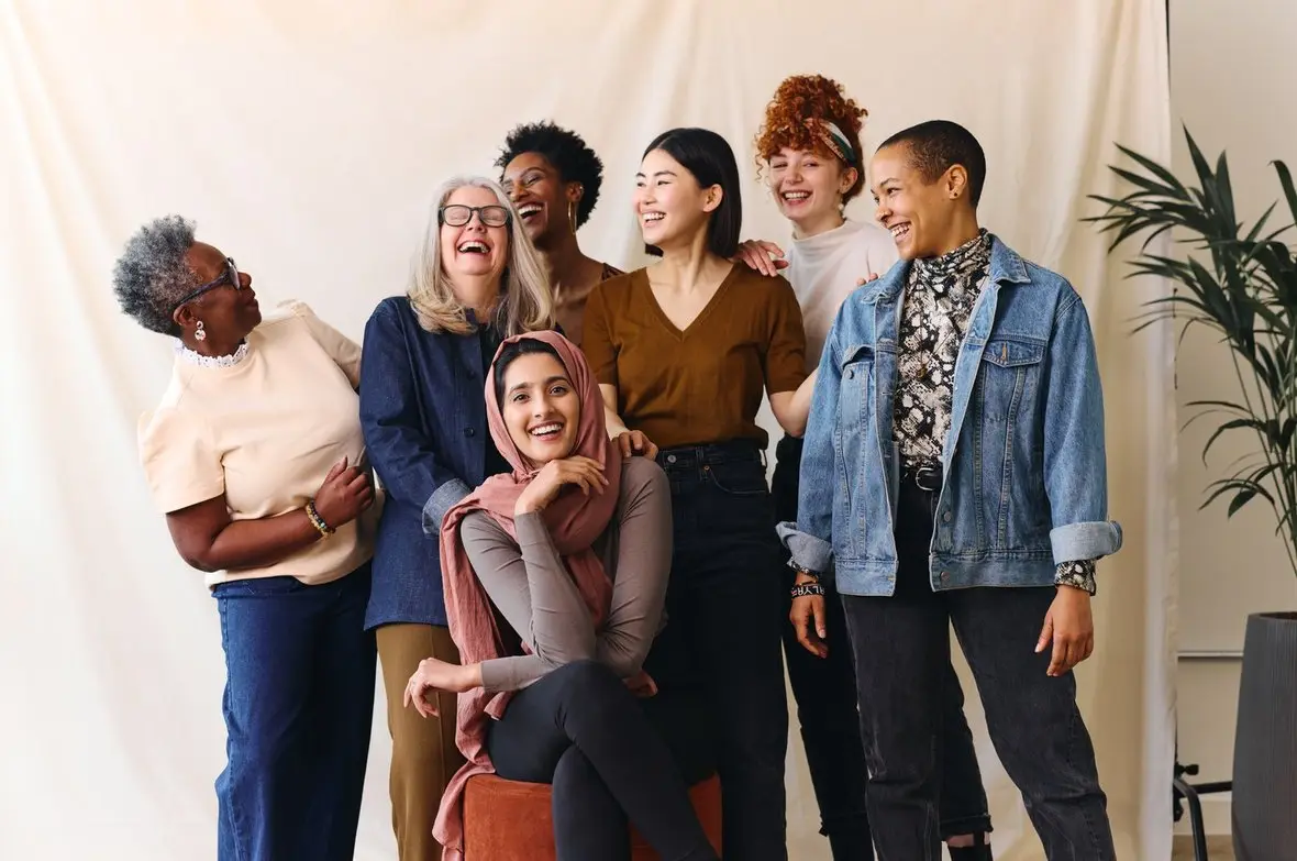 A group of people laughing together