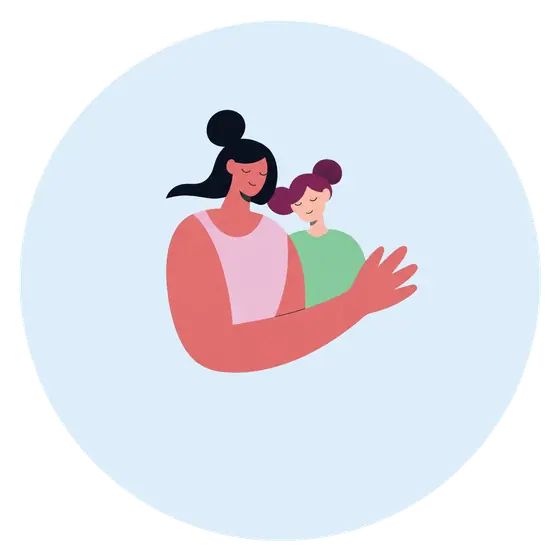 Illustration of an adult holding a child close