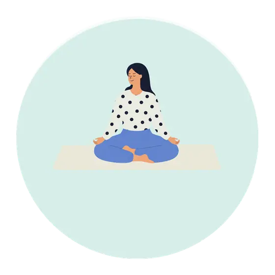 Illustration of a person sitting cross-legged with their eyes closed